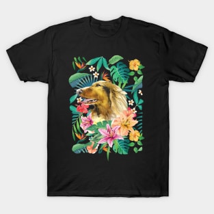 Tropical Long Haired English Cream Dachshund Doxie 1 T-Shirt